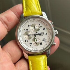 🖤Vintage Timex Chronograph with Bright Yellow Strap